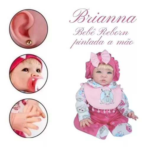 Boneca Bebê Reborn Brianna exclusiva pintada a mão - 50 Centímetros