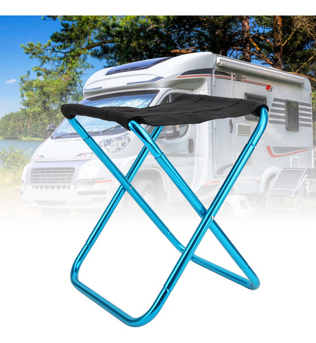 Taburete Plegable Azul Para Exteriores, Mini Portátil, De Al
