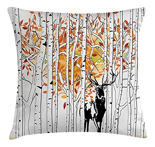 Ambesonne Deer Throw Pillow Cojín, Ciervo En El Bosque Color