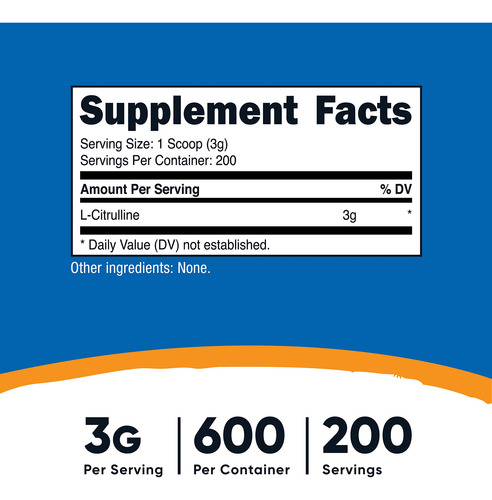 Suplemento Nutricost Pure L-citrulina Em Pó 600g