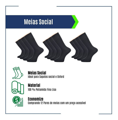 Imagem 5 de 5 de Kit 10 Pares De Meia Social Masculina