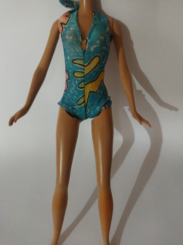 Barbie Ropa Accesorio Traje De Baño Una Pieza Azul Nube Amar