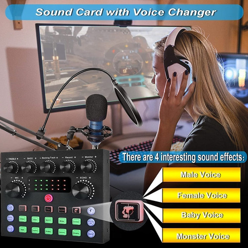 Mezclador De Podcast De Audio Con Tarjeta De Sonido V8s