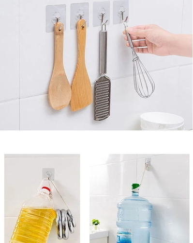 Pack 10 Unidades Gancho Para Pared / Metálico Con Adhesivo