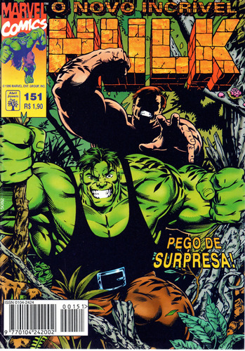 O Novo Incrível Hulk N° 151 - 84 Páginas Em Português - Editora Abril - Formato 13,5 X 19 - Capa Mole - 1996 - Bonellihq Cx03 Abr24