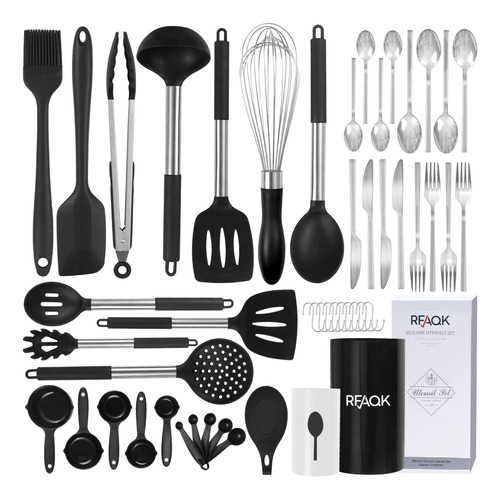 Utensilio Cocina Cubierto Rfaqk 50 Pieza Silicona Al +