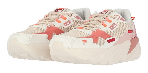 Imagen 3 de 7 de Zapatillas Fila Lifestyle Mujer Street Fit Bco-rosa-rojo Cli