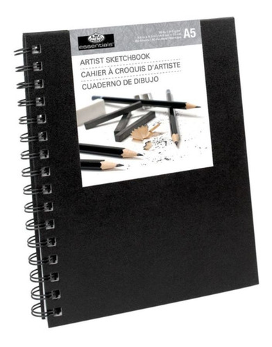 Cuaderno de bocetos Royal A5 Pt, 14,8 x 21 cm, 110 g, 80 fls, color negro