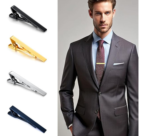 Alfiler De Corbata Metálico Ligero Con Clip Para Corbata Par