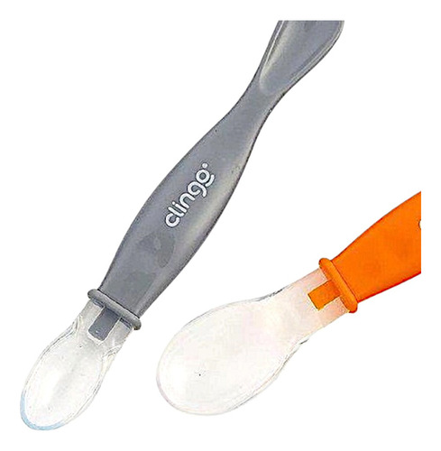 Colheres Para Bebê Ponta Dupla Silicone Macia Clingo C2243