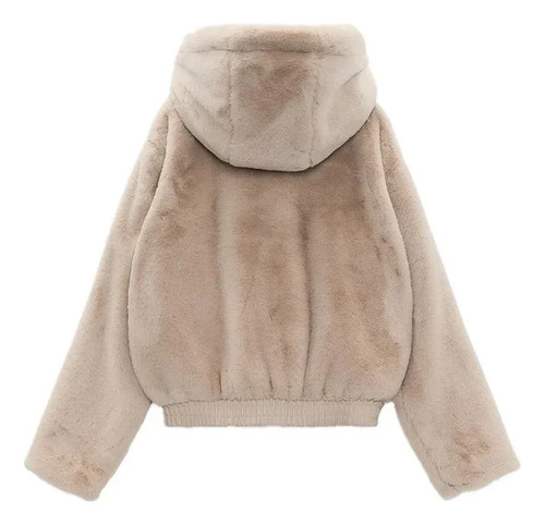 Chaqueta De Algodón Peludo Con Capucha De Invierno Para Mujer, Estilo Elegante