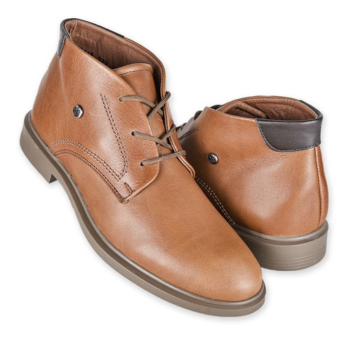 Zapato Botín Niño Azul P. 418 Piel Café Vestir 22 Al 26