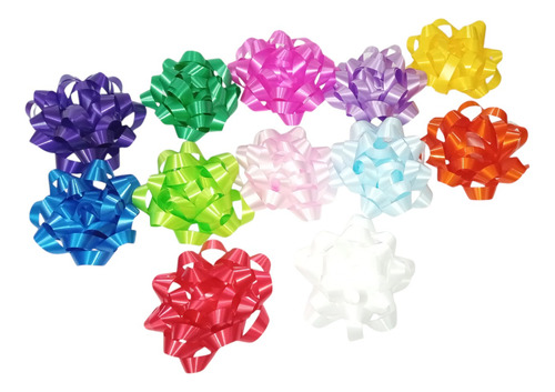 Moños Regalo 12 Colores Caja 50 Moños Celosa Surtidos.