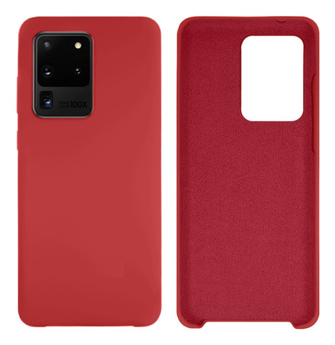 Capinha Silicone Compatível C/ Galaxy S20 Ultra Veludo Cover Cor Vermelho