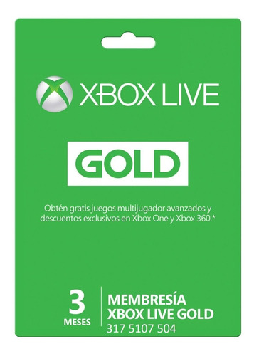 Xbox Live Gold 3 Meses Código Físico O Digital