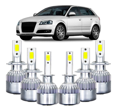 Kit Super Led Audi A3 2004 2005 2006 Farol E Milha 6500k