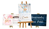 Comprar 3 Letrero De Bienvenida Mdf Para Baby Shower Coloridos 45x30