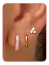 Comprar Juego De Aretes De Aro De Oro Para Mujer, Delicados Aretes .