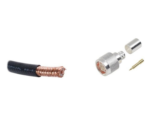Cable Coaxial Rg8/u Rollo 40 Mts C/ 2 Conectores N Macho
