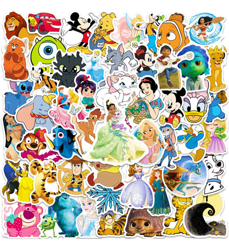 Disney Caricatura Animación A Escoger 50 Calcomanias Sticker