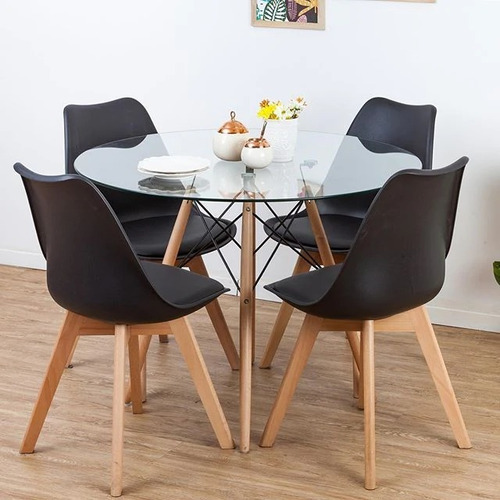 Imagen 4 de 8 de Mesa De Comedor Redonda Vidrio Nordica 100cm Eames Ct