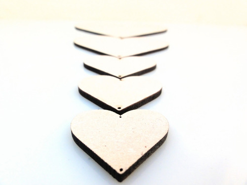 Imagen 5 de 6 de Kit Corazones Colgantes X 5 - Mdf / Fibrofacil