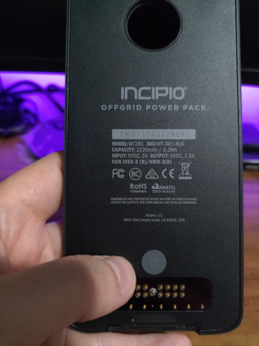 2 Power Pack Incipio Originales Moto Mods! Moto Z! Negro (Usado)