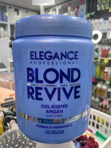 Decolorante Elegance Blond Revive Azul 500 Gr Aclara 9 Tonos