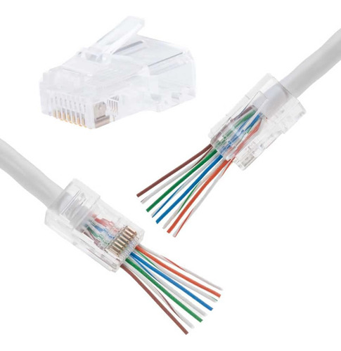 Conector Cctv4less Rj45 Crimp End Pass Through 8p8c Utp Net