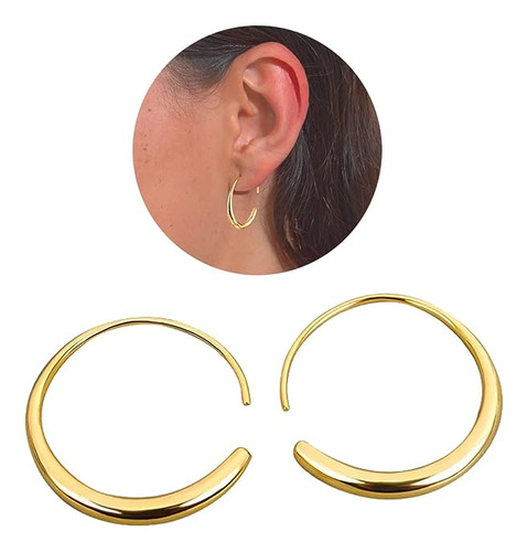 Threader Earrings Women Pull Through Chunky Gold Open Hoop S