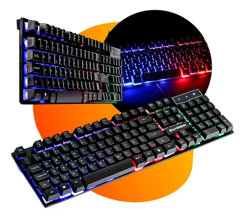Teclado Gamer Rezzet Qwerty Com Fio Usb E Iluminação Led Rgb Abnt 2 Em Portugues Brasil Preto