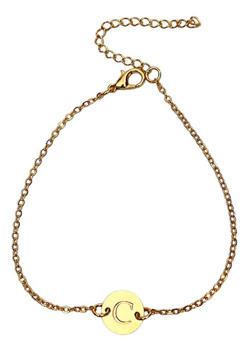 Pulseira De Elos Com Letra C Banhada A Ouro