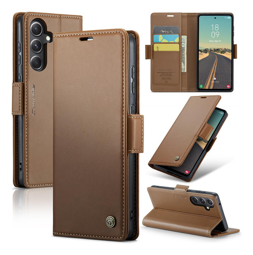 Funda Para Galaxy S23 Fe Cafe Piel Sintetica