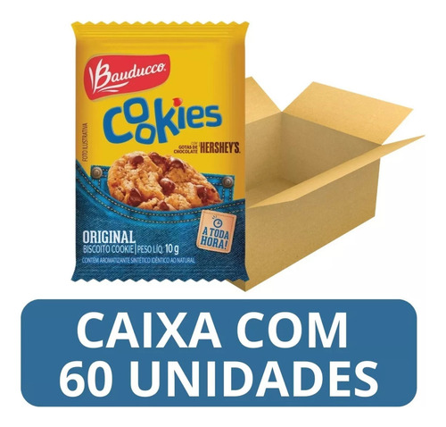 Biscoito Cookies Original Bauducco 10g - Caixa Com 60 Sachês