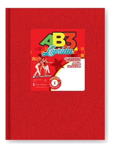 Cuaderno Laprida Ab3 Abc Tapa Dura Araña X 50 Hjs Rayadas Color Rojo