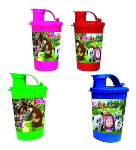 Botilito Vaso Sorpresa X 12 Vaso Fiesta Masha Y El Oso Decor