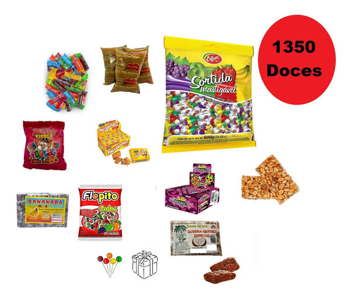 Kit Doces Para Crianças Com 1350 Doces + 150 Saquinhos