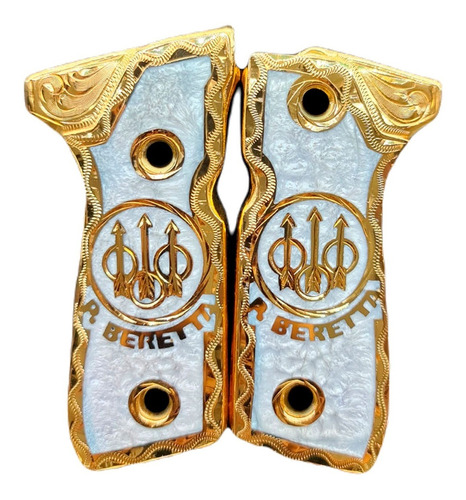 Cacha Beretta Logo Beretta Cn Chapa De Oro Y Tornillos