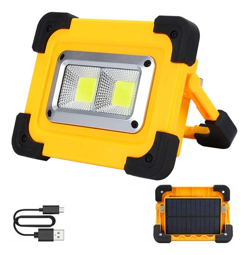 Lampara Reflector Led  Recargable Por Usb Y Panel Solar