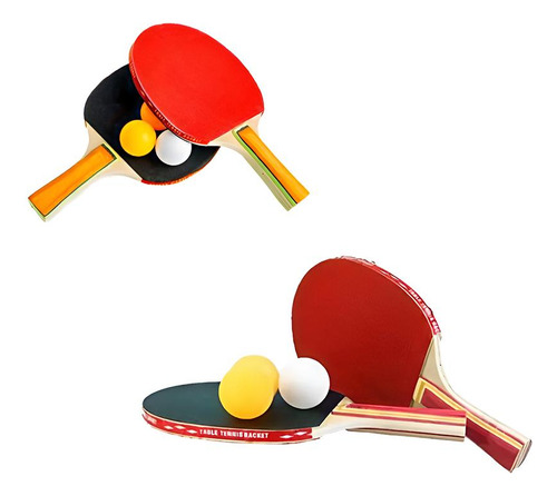 Kit Par De Raquetas De Pin Pon Con 3 Pelotas Ak.sport