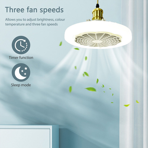 Luz Led De Ventilador E27 A02 Con Control Remoto