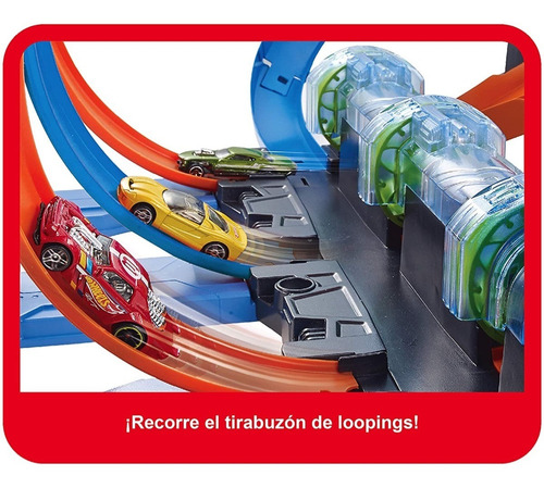Pista Hot Wheels Espiral De Choques Y Acrobacias + 1 Carrito