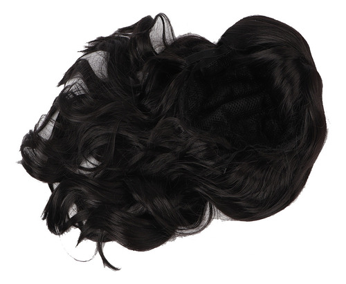 Peluca Rizada For Mujer Longitud Media Color Negro