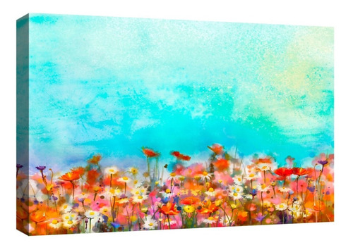 Cuadro Decorativo Canvas Moderno Campo Flores Color Pintura