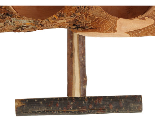 Comedero De Madera Con Forma De Jaula Natural, Doble Cuenco,