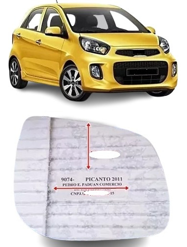 Lente Espelho Retrovisor Kia Picanto 2011 / Lado Direito