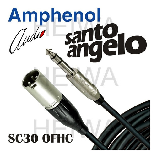 Cabo 5m Xlr Macho P10 Stéreo Trs Sc30 Santo Angelo Amphenol