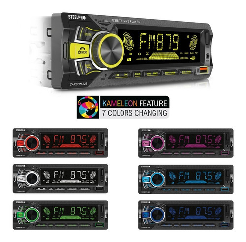 Imagen 6 de 6 de Autoestereo Bluetooth 1 Din 2usb, Sd Aux Estereo - Steelpro