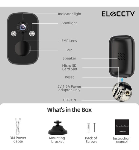 2.5k Ultra Qhd 5mp 150° 5200mah Cámaras De Seguridad Para El
