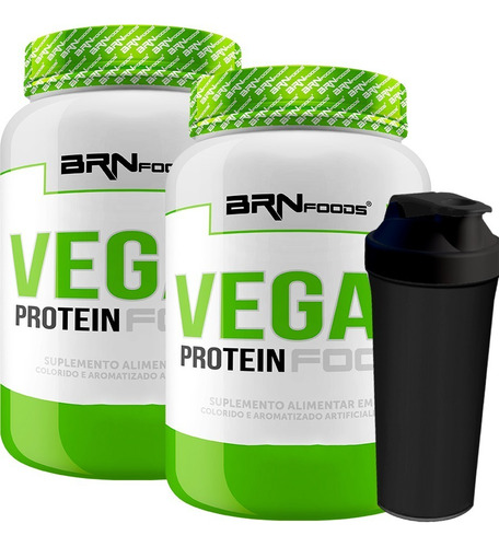 Kit 2x Whey Proteina Vegetal Vegan Vegano Pote 500g + Shaker Sabor Baunilha